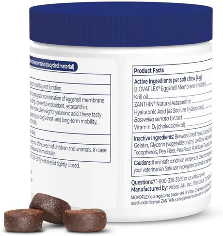 VIRBAC - Virbac MOVOFLEX Advanced Soft Chews Hip Joint Support for Medium Dogs 60 Masticables - The Red Vitamin MX - Cuidado De Cadera Y Articulaciones Para Perros - {{ shop.shopifyCountryName }}