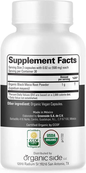 ORGANIC SIDE - Organic Side Black Maca 60 Capsulas - The Red Vitamin MX - Suplementos Alimenticios - {{ shop.shopifyCountryName }}