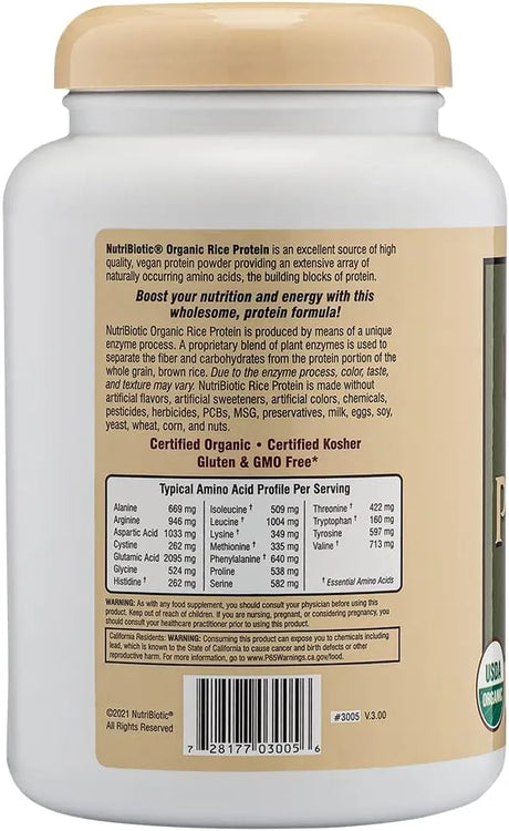 NUTRIBIOTIC - NutriBiotic Certified Organic Rice Protein Vanilla 600Gr. - The Red Vitamin MX - Suplementos Alimenticios - {{ shop.shopifyCountryName }}
