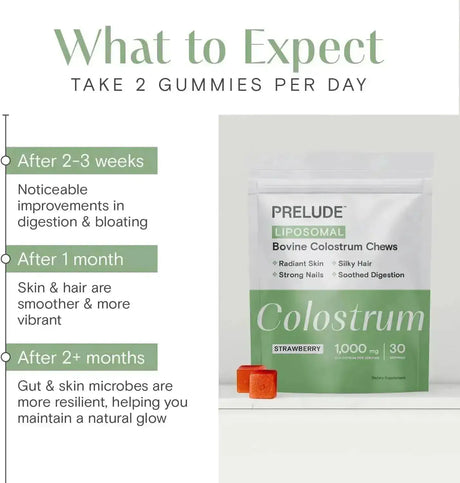 PRELUDE - Prelude Bovine Colostrum Chews 1000Mg. Strawberry 60 Gomitas - The Red Vitamin MX - Suplementos Alimenticios - {{ shop.shopifyCountryName }}