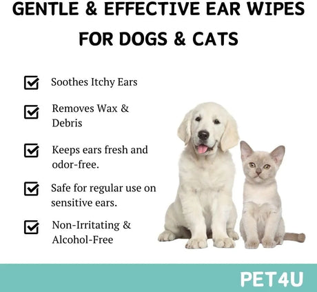 PET4U - PET4U Gentle Ear Wipes for Dogs and Cats 120 Toallitas - The Red Vitamin MX - Cuidado Del Oído De Perros - {{ shop.shopifyCountryName }}