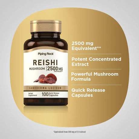PIPING ROCK - Piping Rock Reishi Mushroom 2500Mg. 100 Capsulas - The Red Vitamin MX - Suplementos Alimenticios - {{ shop.shopifyCountryName }}