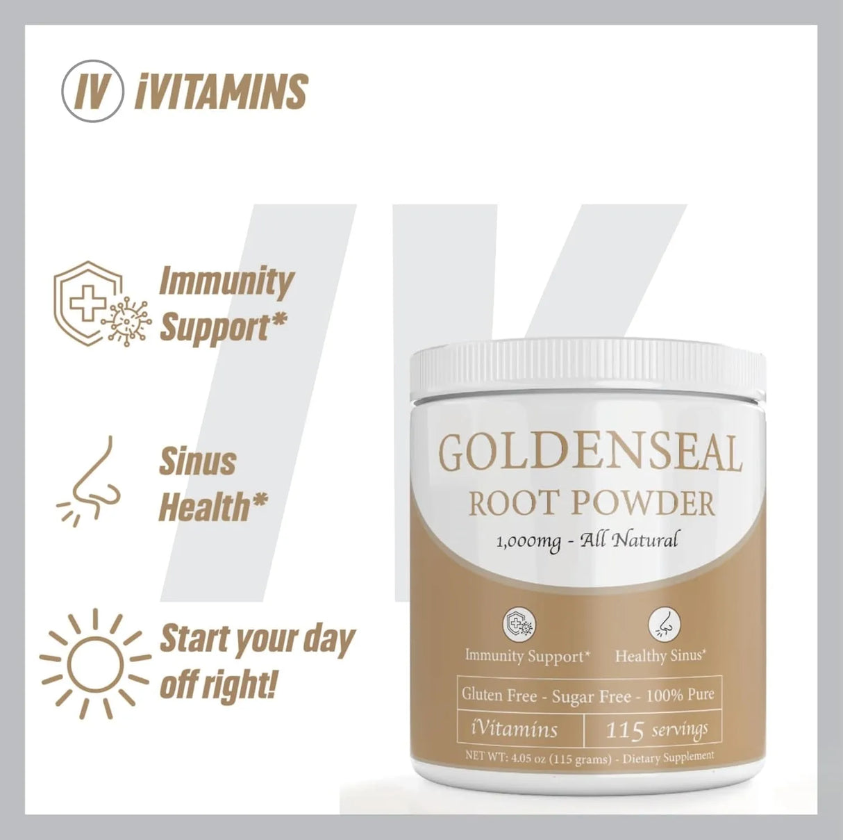 IVITAMINS - iVitamins Goldenseal Powder 115 Servicios - The Red Vitamin MX - Suplementos Alimenticios - {{ shop.shopifyCountryName }}