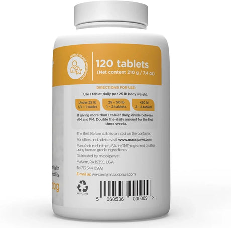 MAXXIPAWS - maxxipaws maxxiflex+ Hip & Joint Supplement for Dogs 120 Tabletas - The Red Vitamin MX - Cuidado De Cadera Y Articulaciones Para Perros - {{ shop.shopifyCountryName }}