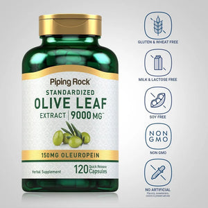 PIPING ROCK - Piping Rock Olive Leaf Extract 9,000Mg. 120 Capsulas - The Red Vitamin MX - Suplementos Alimenticios - {{ shop.shopifyCountryName }}