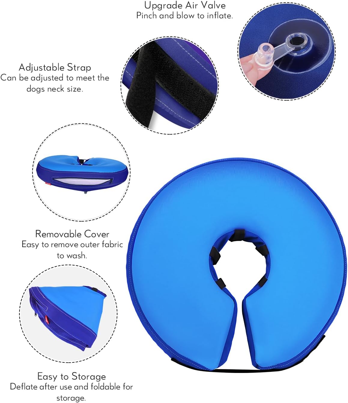MIDOG Inflatable Dog Cone Collar PinkBlue SMALL Neck 8"-11"
