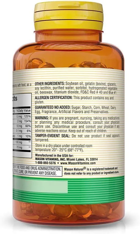MASON NATURAL - MASON NATURAL Vitamin B-Complex 100 Capsulas Blandas 3 Pack - The Red Vitamin MX - Suplementos Alimenticios - {{ shop.shopifyCountryName }}
