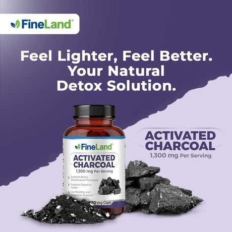 FineLand Activated Charcoal 1300Mg. 120 Capsulas