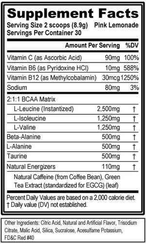 Evlution BCAAs Amino Acids Powder Pink Lemonade 30 Servicios 267Gr.