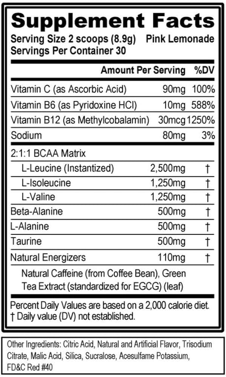 Evlution BCAAs Amino Acids Powder Pink Lemonade 30 Servicios 267Gr.