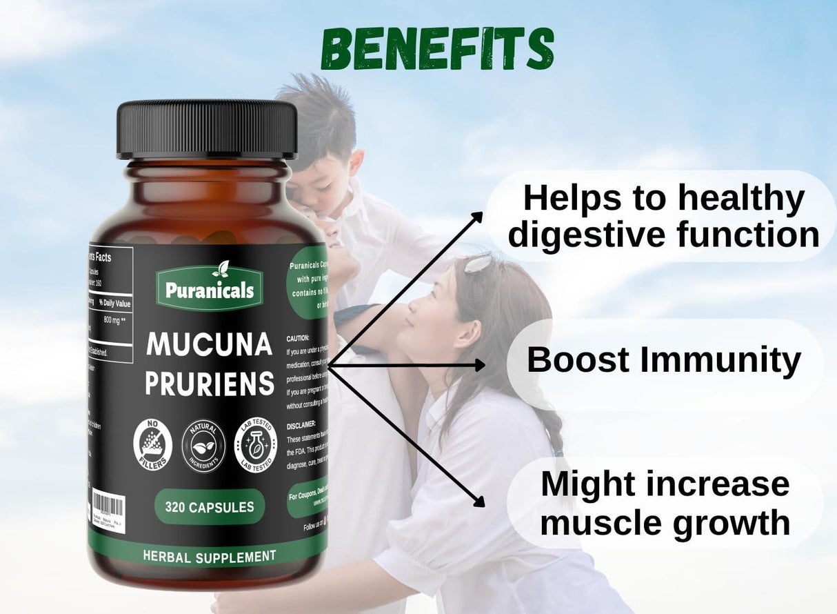 PURANICALS - Puranicals Mucuna Premium 320 Capsulas - The Red Vitamin MX - Suplementos Alimenticios - {{ shop.shopifyCountryName }}