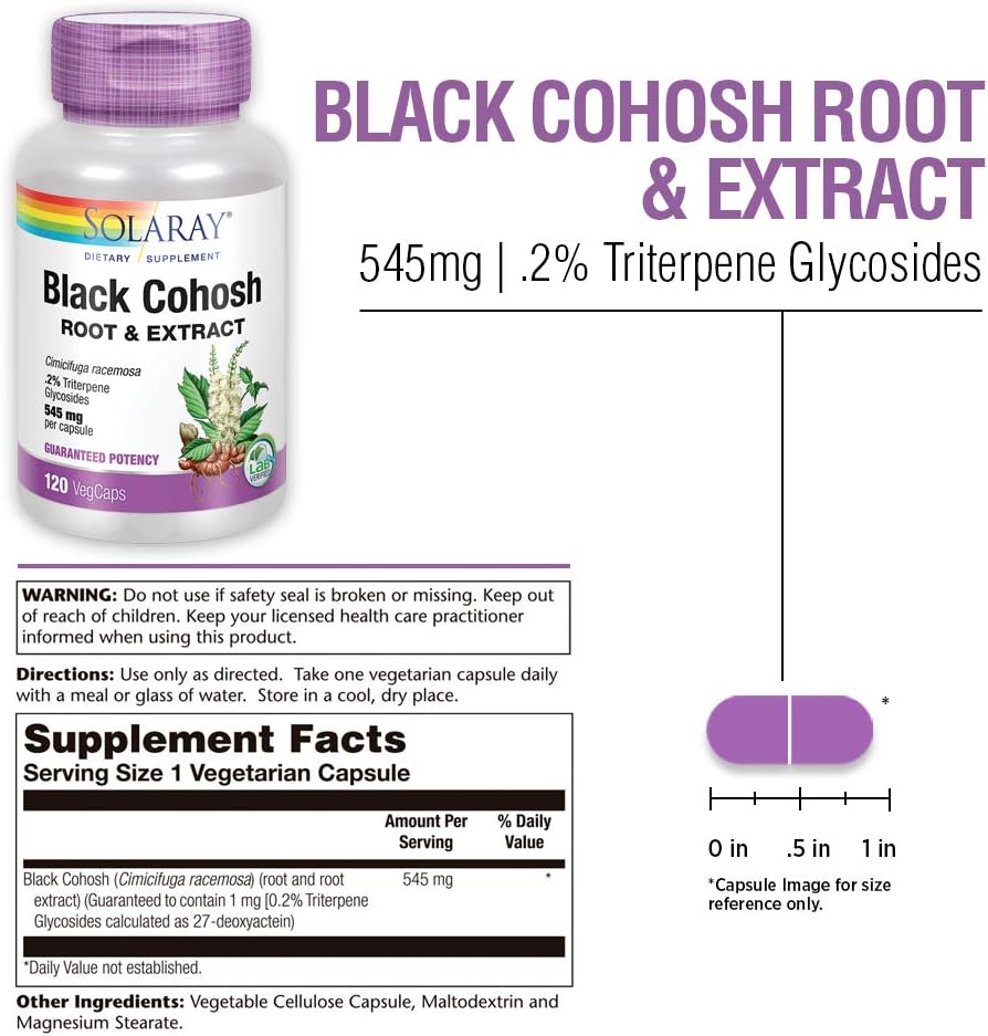 Solaray Black Cohosh Root & Extract 545Mg. 120 Capsulas