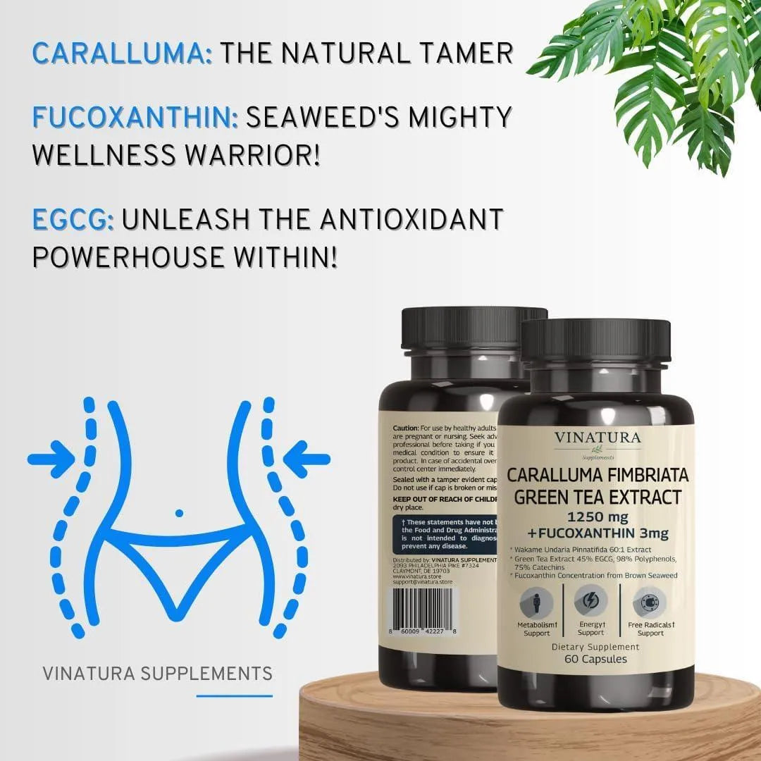 VINATURA - VINATURA Caralluma Fimbriata, EGCG 45% Extract 1250Mg. + Fucoxanthin 3Mg. 60 Capsulas - The Red Vitamin MX - Suplementos Alimenticios - {{ shop.shopifyCountryName }}