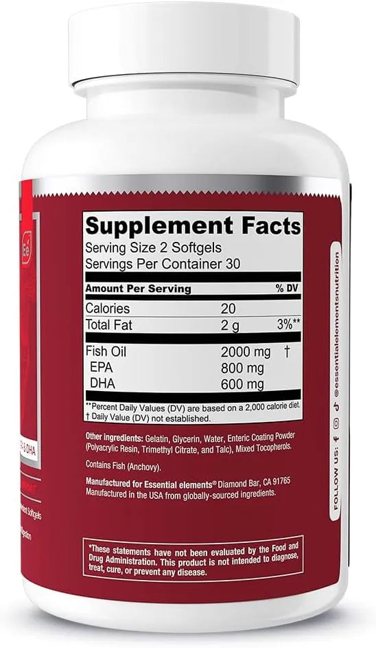 ESSENTIAL ELEMENTS - Essential Elements Omega-3 Fish Oil with EPA & DHA 60 Capsulas Blandas - The Red Vitamin MX - Suplementos Alimenticios - {{ shop.shopifyCountryName }}