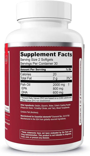 ESSENTIAL ELEMENTS - Essential Elements Omega-3 Fish Oil with EPA & DHA 60 Capsulas Blandas - The Red Vitamin MX - Suplementos Alimenticios - {{ shop.shopifyCountryName }}