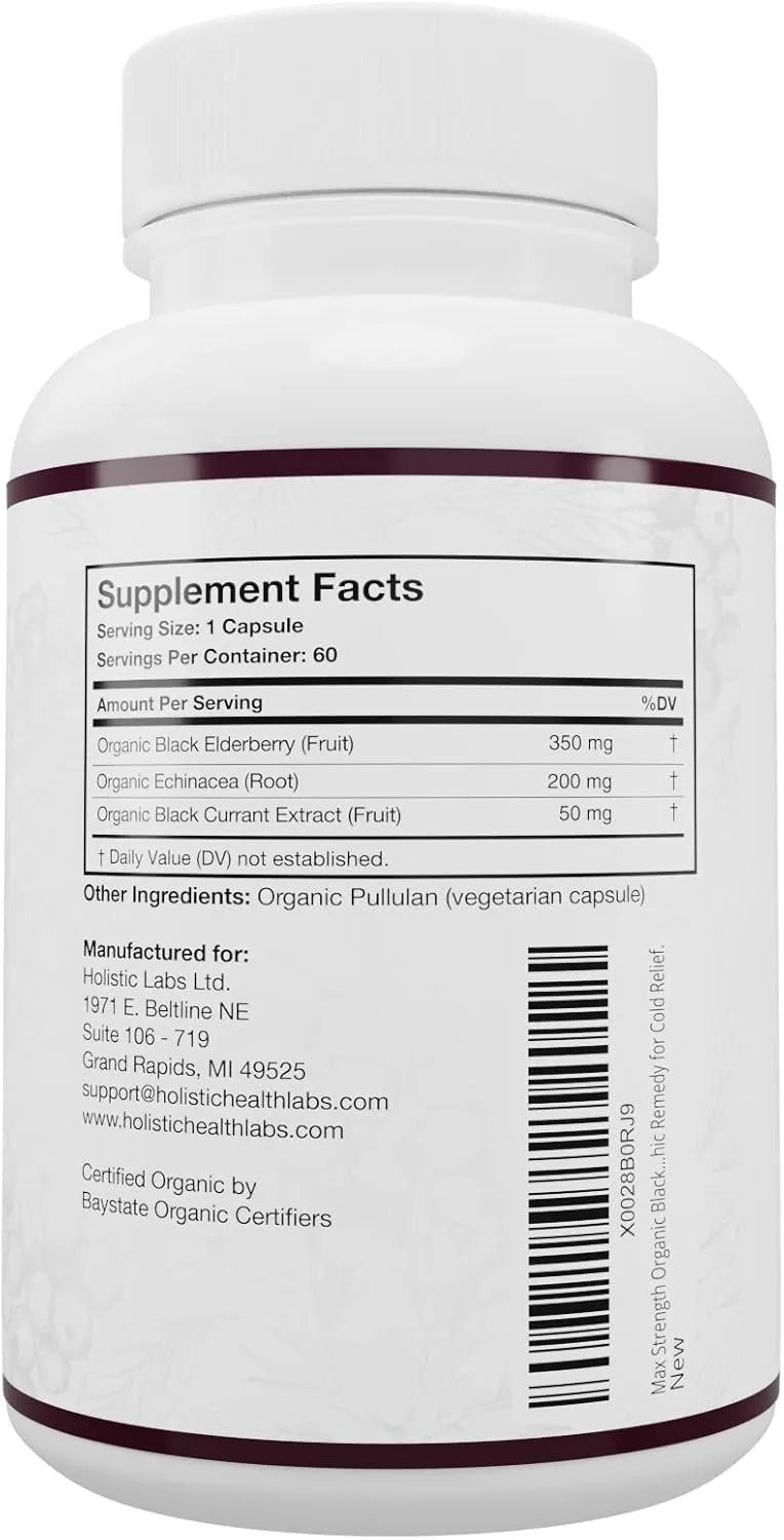 WISECEUTICAL - Wiseceutical Max Strength USDA Organic Black Elderberry 60 Capsulas - The Red Vitamin MX - Suplementos Alimenticios - {{ shop.shopifyCountryName }}