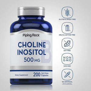 PIPING ROCK - Piping Rock Choline Inositol 500Mg. 200 Capsulas - The Red Vitamin MX - Suplementos Alimenticios - {{ shop.shopifyCountryName }}