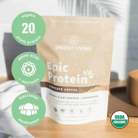 SPROUT LIVING - Sprout Living Epic Protein Plant Based Protein & Superfoods Powder Complete Coffee 456Gr. - The Red Vitamin MX - Suplementos Alimenticios - {{ shop.shopifyCountryName }}