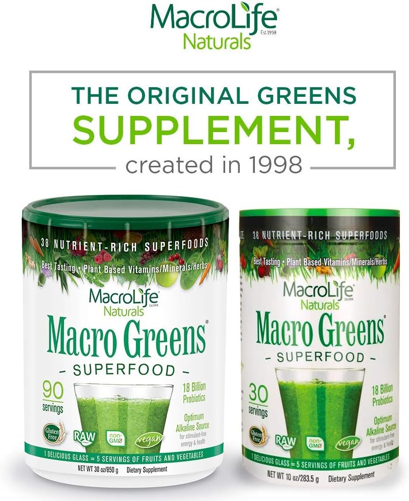 MacroLife Naturals Macro Greens Powder 90 Servicios 850Gr.