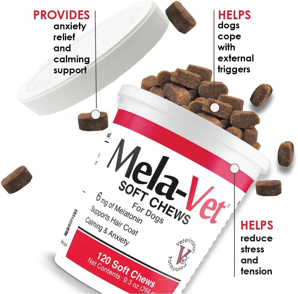 Mela-Vet Melatonin Calming Soft Chews for Dogs 120 Masticables
