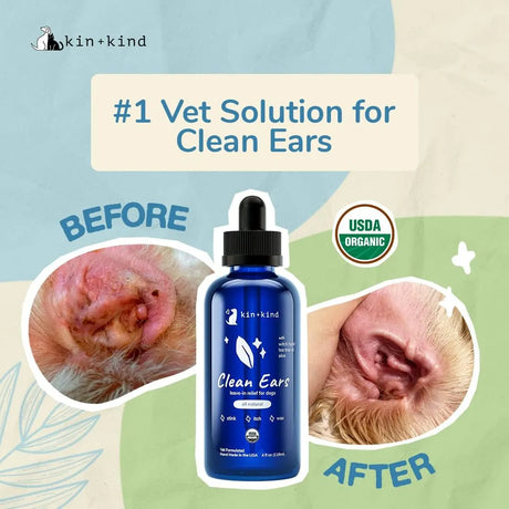 KIN+KIND - kin+kind Organic Ear Cleaner for Dogs 4 Fl.Oz. - The Red Vitamin MX - Cuidado Del Oído De Perros - {{ shop.shopifyCountryName }}