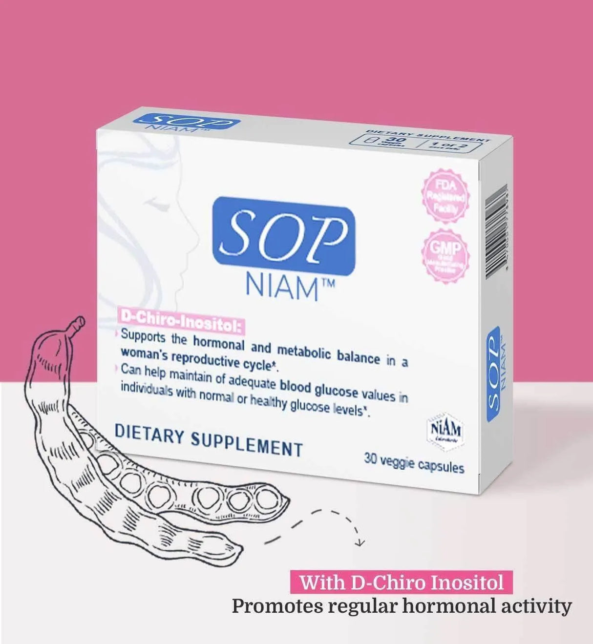 SOP NIAM - SOP NIAM D-Chiro Inositol Supplement for PCOS 30 Capsulas - The Red Vitamin MX - Suplementos Alimenticios - {{ shop.shopifyCountryName }}