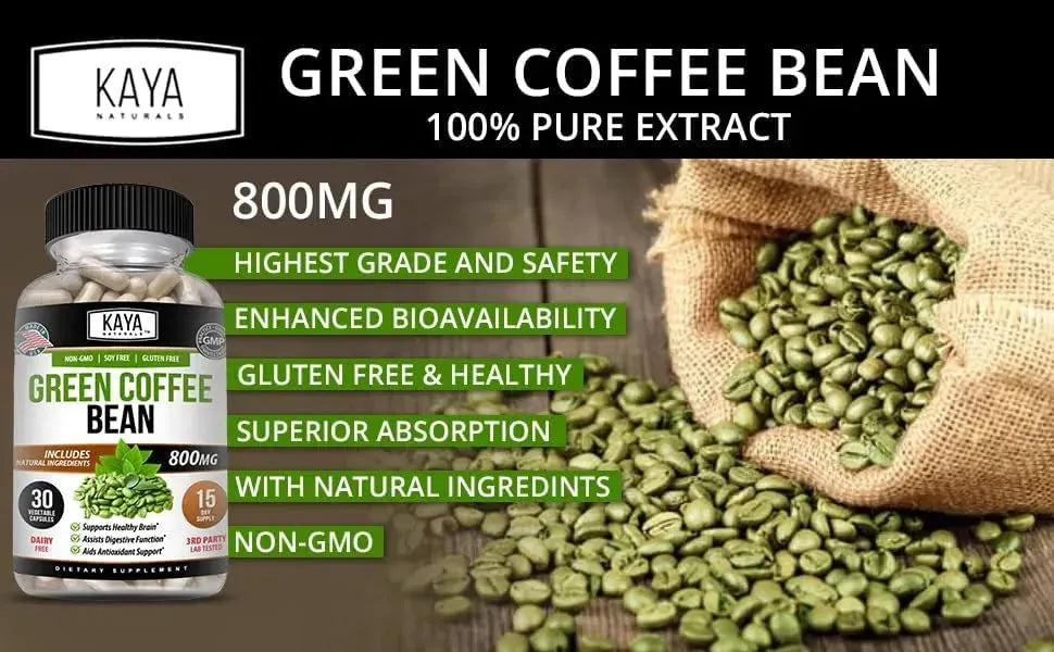 KAYA NATURALS - Kaya Naturals Green Coffee Bean 800Mg. 30 Capsulas - The Red Vitamin MX - Suplementos Alimenticios - {{ shop.shopifyCountryName }}