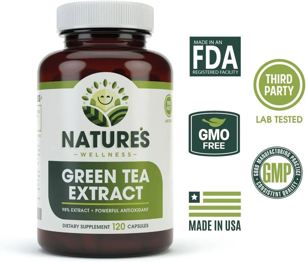 NATURES WELLNESS - Natures Wellness Green Tea Extract 120 Capsulas - The Red Vitamin MX - Suplementos Alimenticios - {{ shop.shopifyCountryName }}