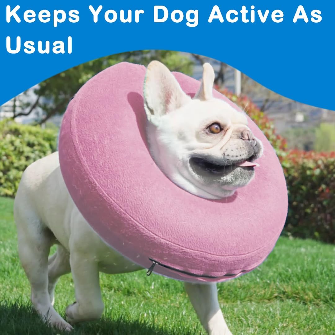 Infisu Soft Dog Cone Collar Inflatable PINK SMALL 5"-8"