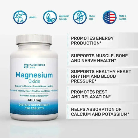 P PUREGEN LABS - P Puregen Labs Magnesium 400Mg. 120 Tabletas - The Red Vitamin MX - Suplementos Alimenticios - {{ shop.shopifyCountryName }}