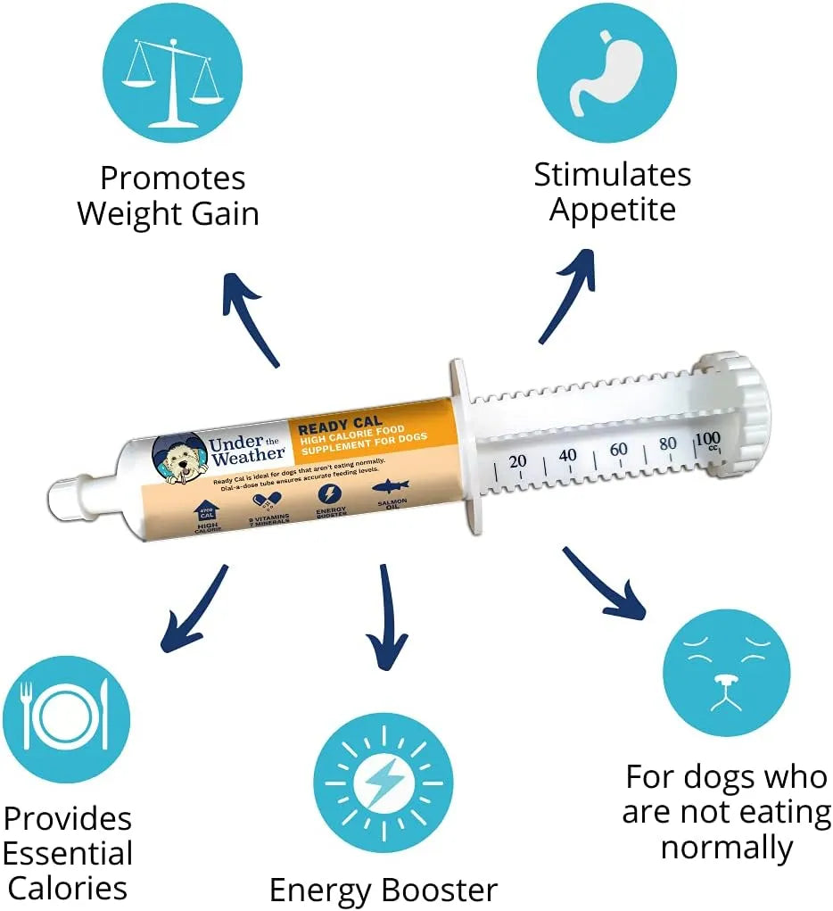 UNDER THE WEATHER - Under the Weather Pet Ready Cal for Dogs 100cc High Calorie Supplement - The Red Vitamin MX - Multivitamínicos Para Perros - {{ shop.shopifyCountryName }}