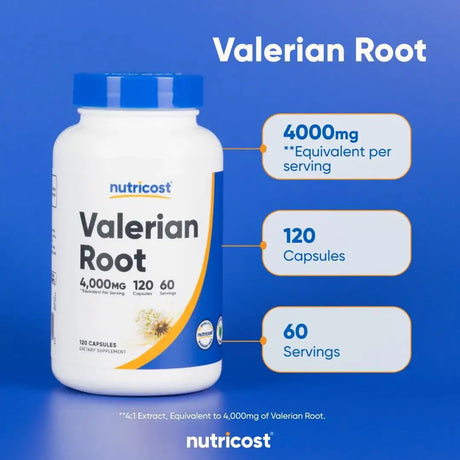 NUTRICOST - Nutricost Valerian Root 4000Mg. 120 Capsulas - The Red Vitamin MX - Suplementos Alimenticios - {{ shop.shopifyCountryName }}