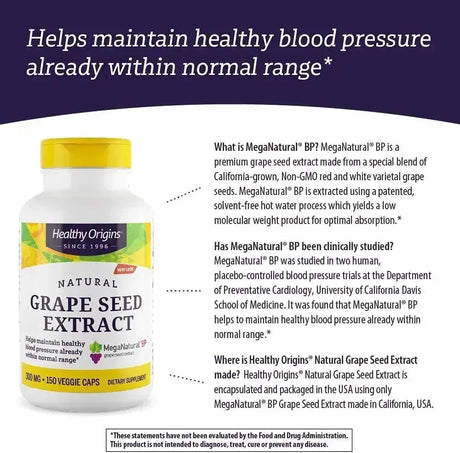 HEALTHY ORIGINS - Healthy Origins MegaNatural BP-Grape Seed Extract 300Mg. 150 Capsulas - The Red Vitamin MX - Suplementos Alimenticios - {{ shop.shopifyCountryName }}