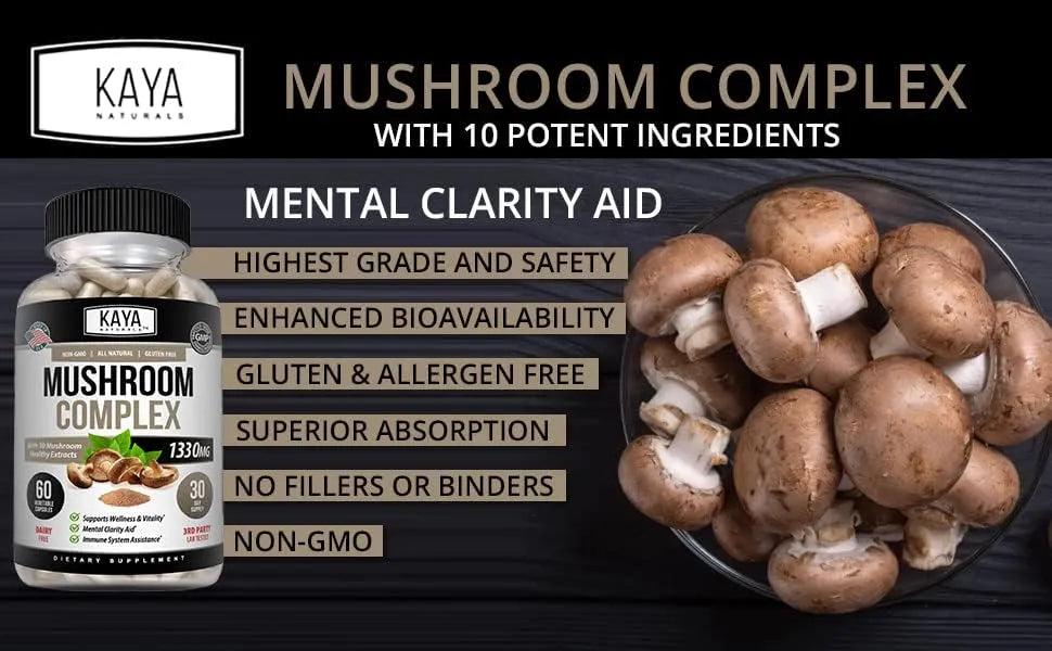 KAYA NATURALS - Kaya Naturals Mushroom Complex 90 Capsulas - The Red Vitamin MX - Suplementos Alimenticios - {{ shop.shopifyCountryName }}