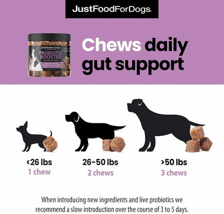 JUSTFOODFORDOGS - JustFoodForDogs Probiotic Booster Gut Health Soft Chews 45 Masticables - The Red Vitamin MX - Probióticos Para Perros - {{ shop.shopifyCountryName }}