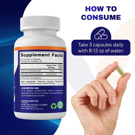 VITAMATIC - Vitamatic MSM 2000Mg. 180 Capsulas - The Red Vitamin MX - Suplementos Alimenticios - {{ shop.shopifyCountryName }}