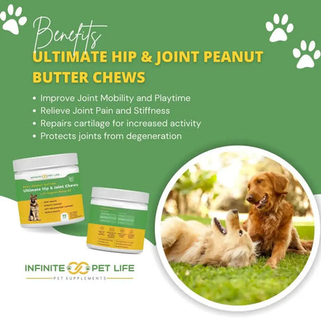 INFINITE PET - Infinite Pet Ultimate Hip and Joint Supplement for Dogs Peanut Butter 90 Masticables - The Red Vitamin MX - Cuidado De Cadera Y Articulaciones Para Perros - {{ shop.shopifyCountryName }}