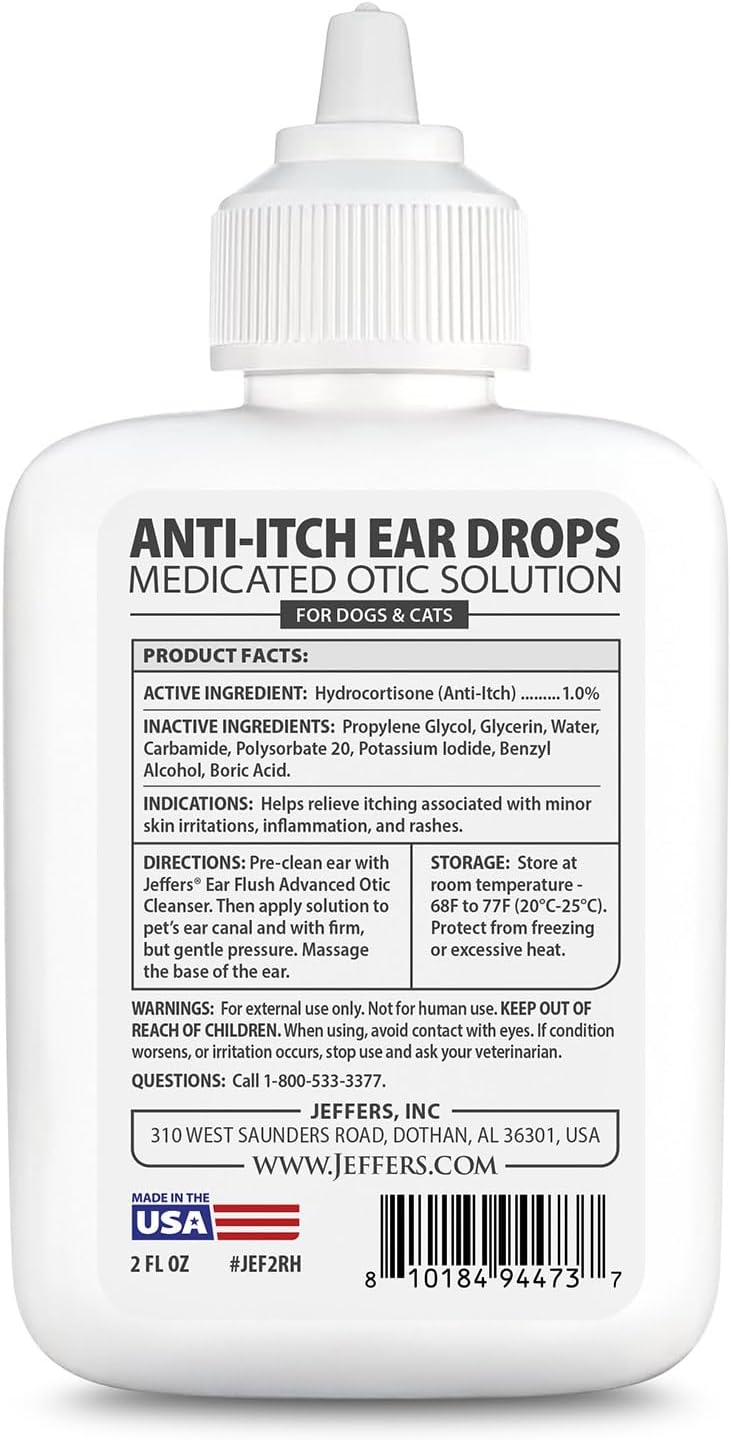 Jeffers Pet Ear Drops for Dogs & Cats 2 Fl.Oz.