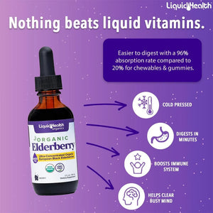 LIQUIDHEALTH - LIQUIDHEALTH USDA Organic Elderberry Liquid Drops 2 Fl.Oz. - The Red Vitamin MX - Suplementos Alimenticios - {{ shop.shopifyCountryName }}