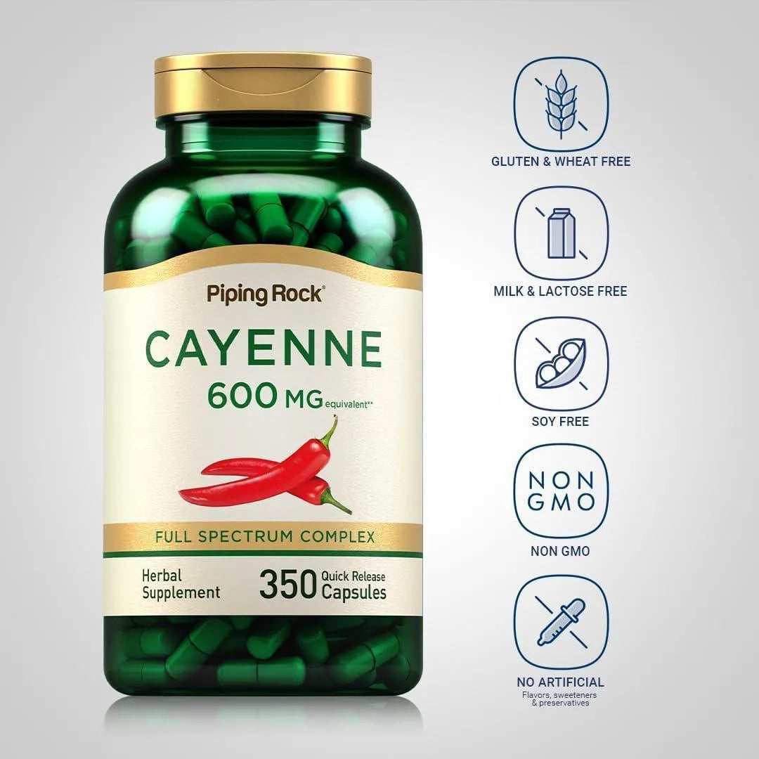 PIPING ROCK - Piping Rock Cayenne Pepper 600Mg. 350 Capsulas - The Red Vitamin MX - Suplementos Alimenticios - {{ shop.shopifyCountryName }}