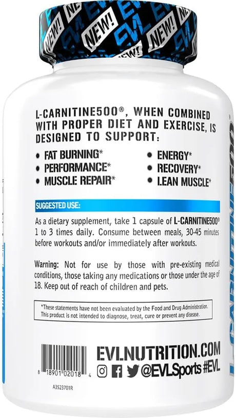 EVLUTION - EVL L-Carnitine 120 Capsulas - The Red Vitamin MX - Suplementos Alimenticios - {{ shop.shopifyCountryName }}