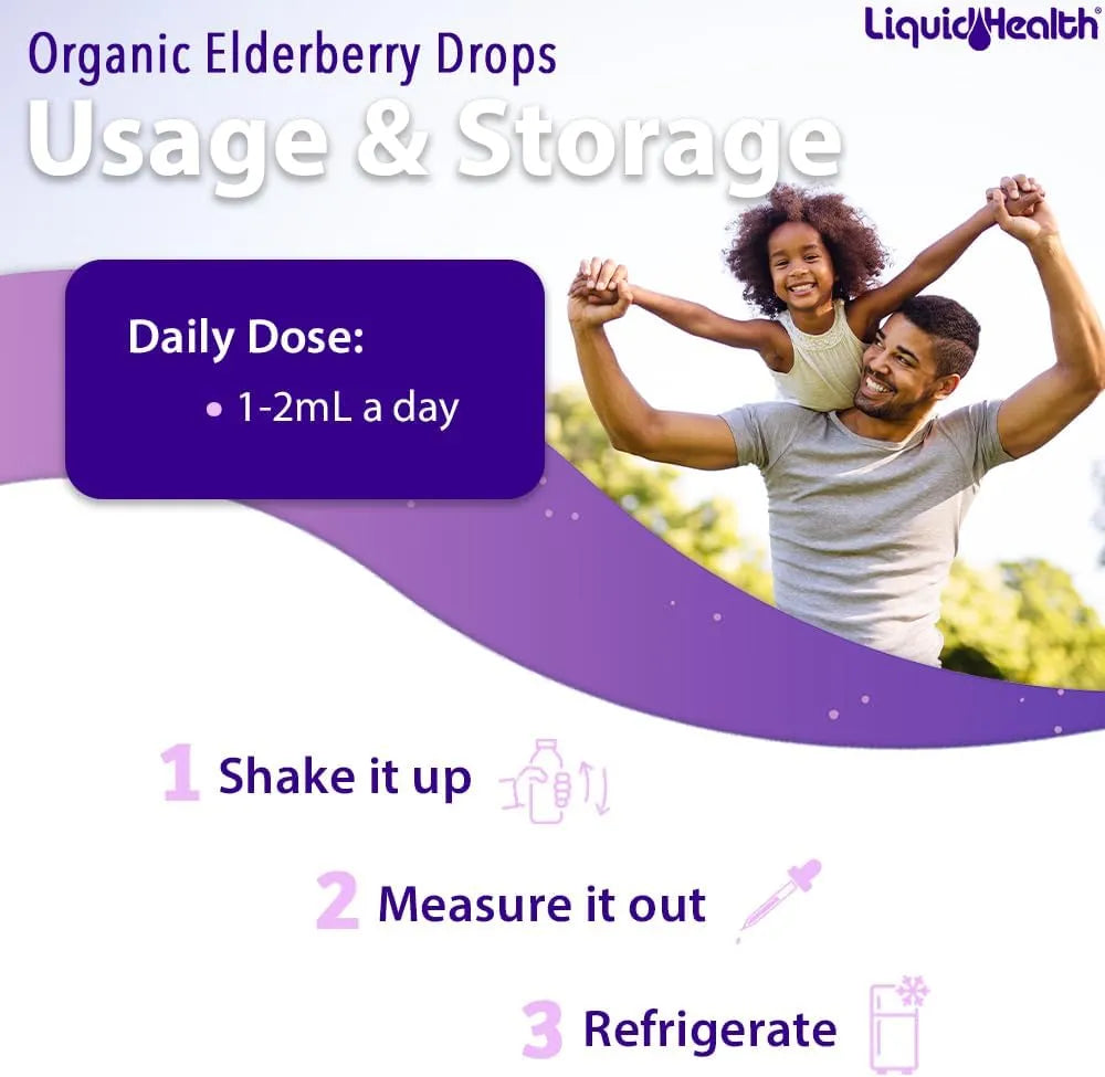 LIQUIDHEALTH - LIQUIDHEALTH USDA Organic Elderberry Liquid Drops 2 Fl.Oz. - The Red Vitamin MX - Suplementos Alimenticios - {{ shop.shopifyCountryName }}