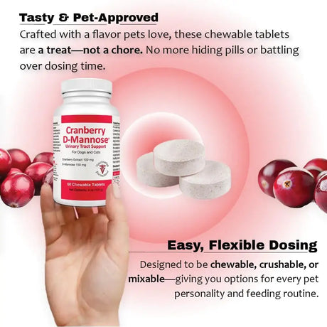 PET HEALTH SOLUTIONS - Pet Health Solutions Cranberry D-Mannose Urinary Tract Supplement for Dogs 60 Tabletas Masticables - The Red Vitamin MX - Salud De Tracto Urinario Para Perros - {{ shop.shopifyCountryName }}