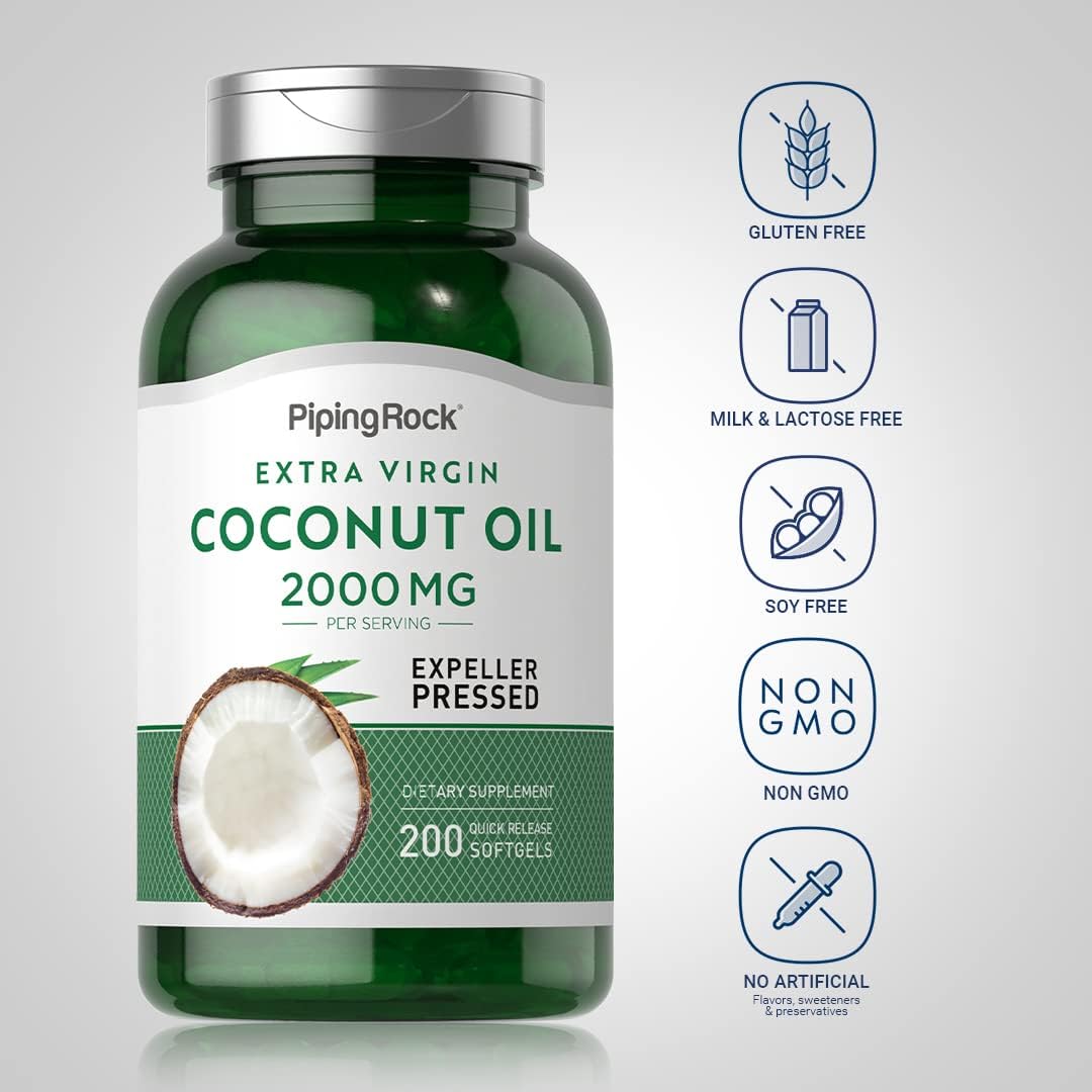 Piping Rock Coconut Oil 2000Mg. 200 Capsulas Blandas