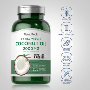 PIPING ROCK - Piping Rock Coconut Oil 2000Mg. 200 Capsulas Blandas - The Red Vitamin MX - Suplementos Alimenticios - {{ shop.shopifyCountryName }}