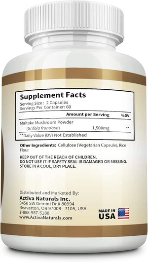 ACTIVA NATURALS - Activa Naturals Maitake Mushroom 120 Capsulas - The Red Vitamin MX - Suplementos Alimenticios - {{ shop.shopifyCountryName }}