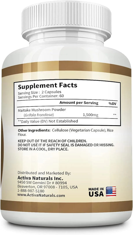 ACTIVA NATURALS - Activa Naturals Maitake Mushroom 120 Capsulas - The Red Vitamin MX - Suplementos Alimenticios - {{ shop.shopifyCountryName }}