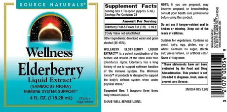 SOURCE NATURALS - Source Naturals Wellness Elderberry Liquid Extract 4 Fl.Oz. - The Red Vitamin MX - Suplementos Alimenticios - {{ shop.shopifyCountryName }}