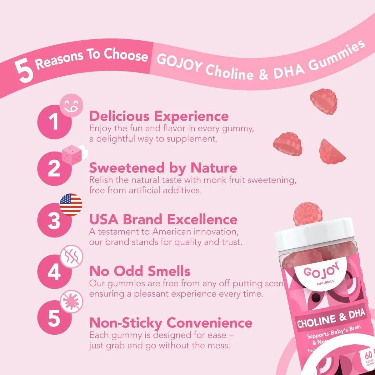 GOJOY NATURALS - GOJOY NATURALS Prenatal Choline & DHA Gummies 60 Gomitas - The Red Vitamin MX - Suplementos Alimenticios - {{ shop.shopifyCountryName }}