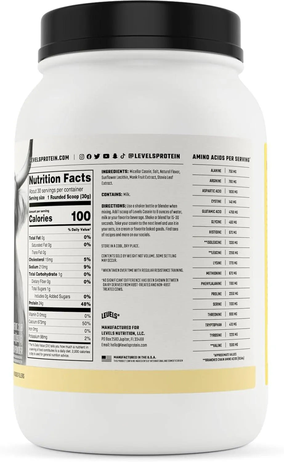 LEVELS - Levels 100% Micellar Casein Protein Vanilla Bean 2 Lb. - The Red Vitamin MX - Suplementos Alimenticios - {{ shop.shopifyCountryName }}